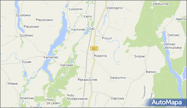 mapa Różanna gmina Orchowo, Różanna gmina Orchowo na mapie Targeo