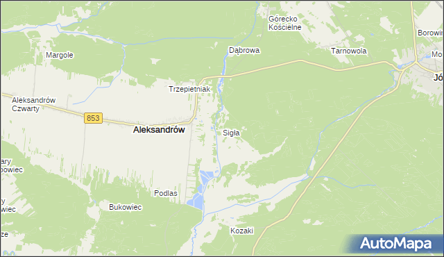 mapa Sigła gmina Aleksandrów, Sigła gmina Aleksandrów na mapie Targeo