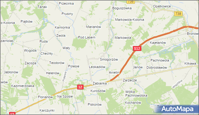 mapa Smogorzów gmina Puławy, Smogorzów gmina Puławy na mapie Targeo