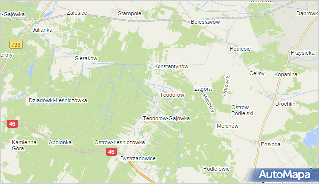 mapa Teodorów gmina Janów, Teodorów gmina Janów na mapie Targeo