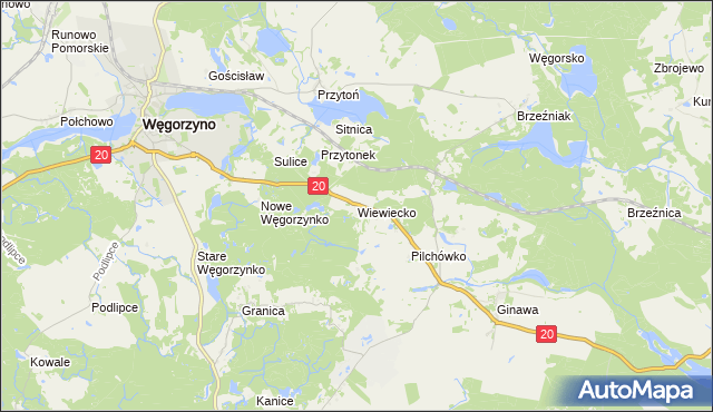 mapa Wiewiecko, Wiewiecko na mapie Targeo