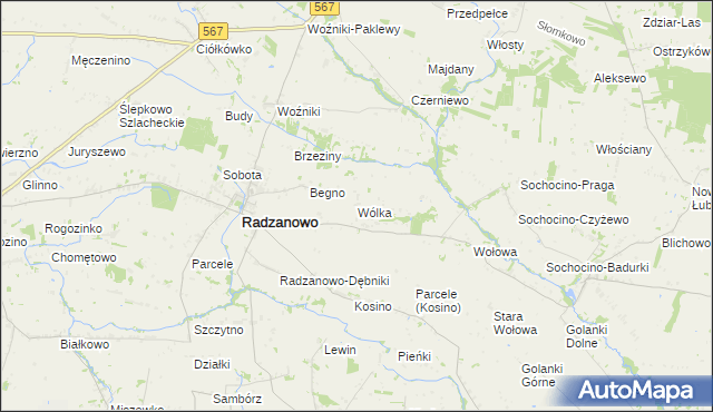 mapa Wólka gmina Radzanowo, Wólka gmina Radzanowo na mapie Targeo