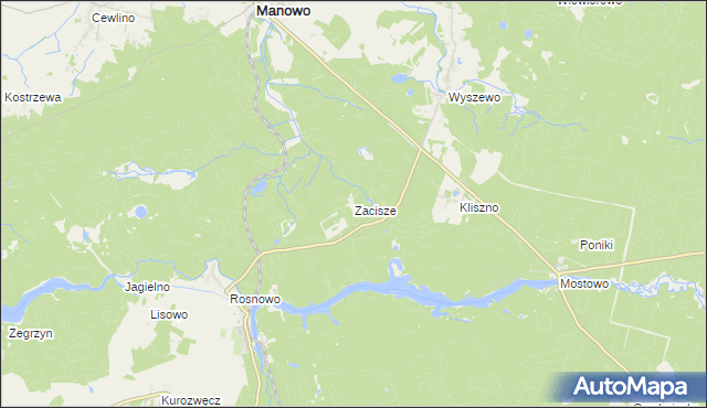 mapa Zacisze gmina Manowo, Zacisze gmina Manowo na mapie Targeo