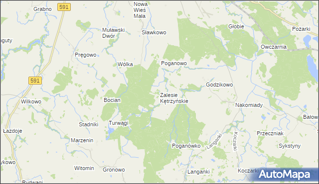 mapa Zalesie Kętrzyńskie, Zalesie Kętrzyńskie na mapie Targeo