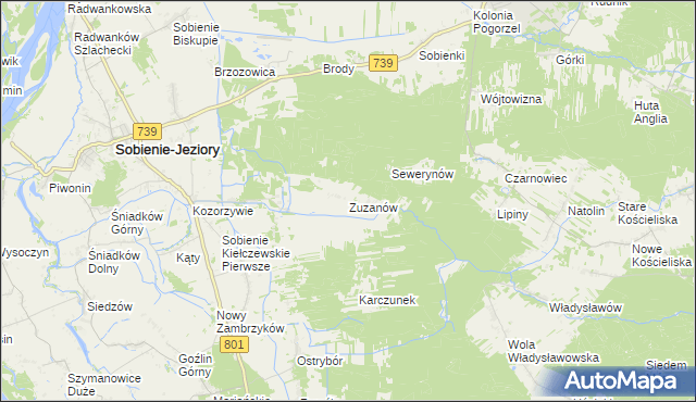 mapa Zuzanów, Zuzanów na mapie Targeo