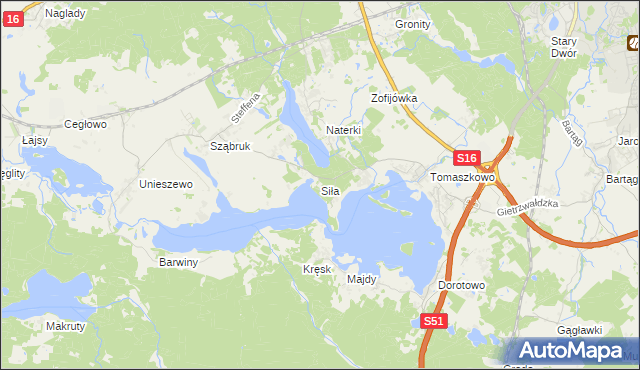 mapa Siła, Siła na mapie Targeo