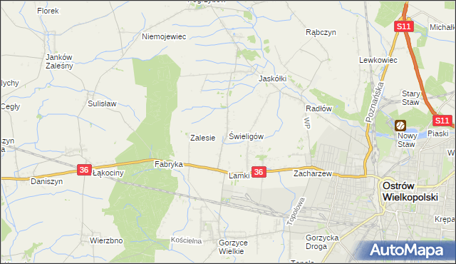 mapa Świeligów, Świeligów na mapie Targeo