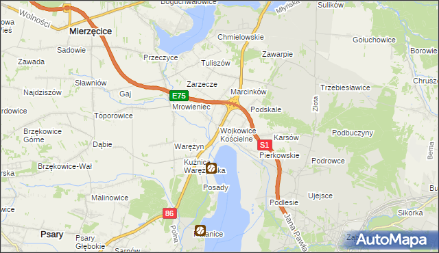 mapa Wojkowice Kościelne, Wojkowice Kościelne na mapie Targeo