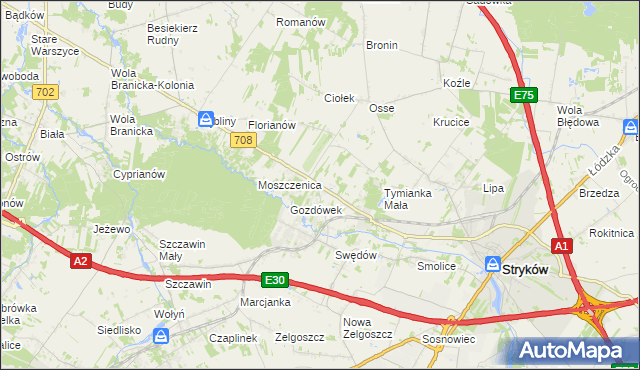 mapa Anielin Swędowski, Anielin Swędowski na mapie Targeo