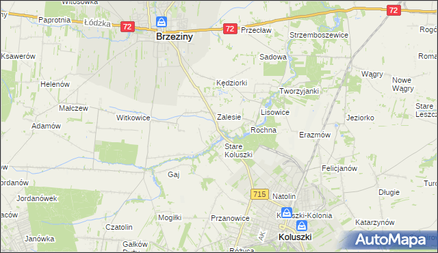 mapa Bogdanka gmina Brzeziny, Bogdanka gmina Brzeziny na mapie Targeo
