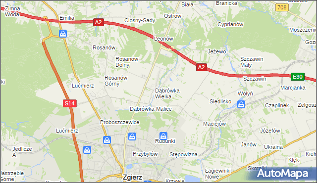 mapa Dąbrówka-Strumiany, Dąbrówka-Strumiany na mapie Targeo
