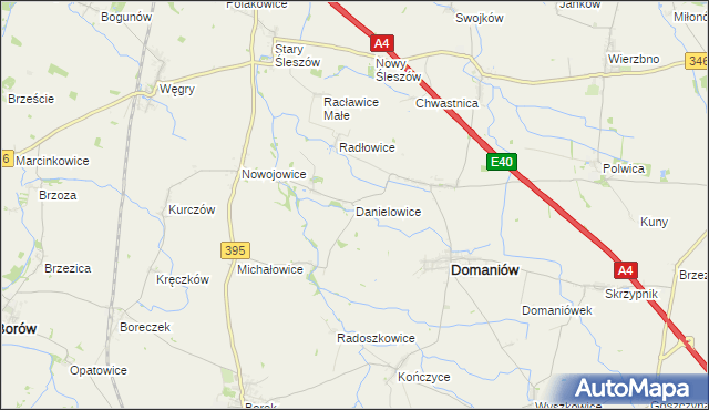 mapa Danielowice, Danielowice na mapie Targeo