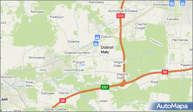 mapa Dobroń Duży, Dobroń Duży na mapie Targeo