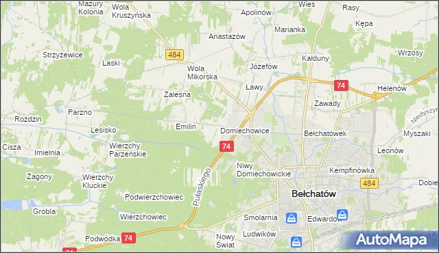 mapa Domiechowice, Domiechowice na mapie Targeo