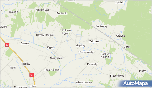 mapa Gąsiory gmina Ulan-Majorat, Gąsiory gmina Ulan-Majorat na mapie Targeo