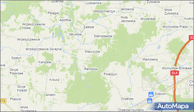 mapa Marianów gmina Wodzierady, Marianów gmina Wodzierady na mapie Targeo
