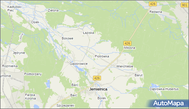 mapa Piotrówka gmina Jemielnica, Piotrówka gmina Jemielnica na mapie Targeo