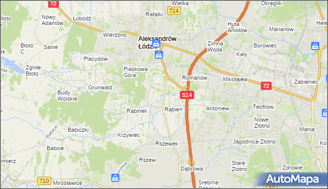 mapa Rąbień AB, Rąbień AB na mapie Targeo