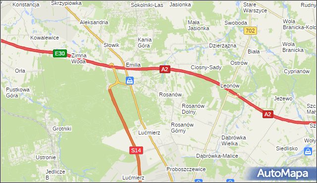 mapa Rosanów, Rosanów na mapie Targeo