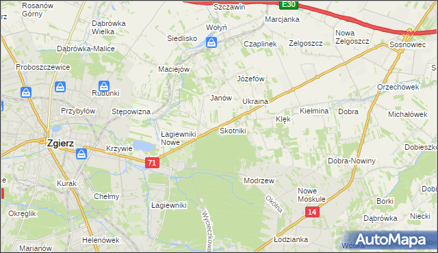 mapa Skotniki gmina Zgierz, Skotniki gmina Zgierz na mapie Targeo