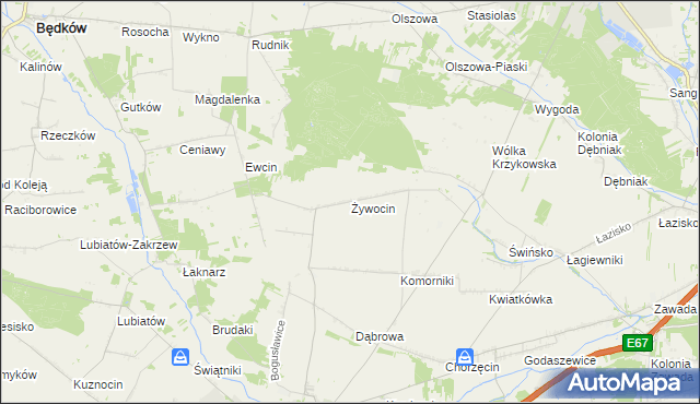 mapa Żywocin, Żywocin na mapie Targeo