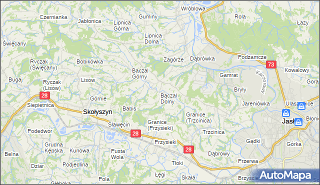 mapa Bączal Dolny, Bączal Dolny na mapie Targeo