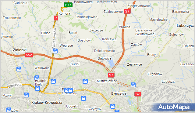 mapa Batowice, Batowice na mapie Targeo