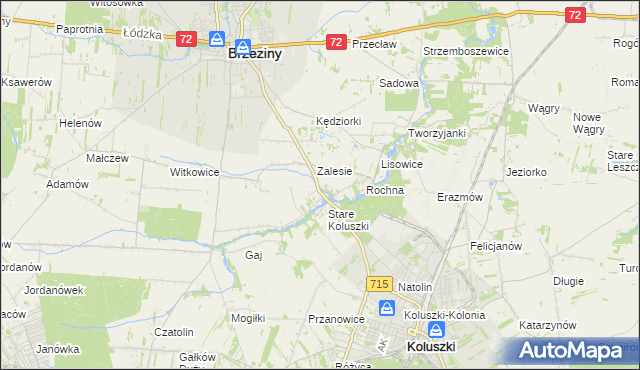 mapa Bogdanka gmina Brzeziny, Bogdanka gmina Brzeziny na mapie Targeo