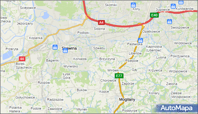 mapa Brzyczyna, Brzyczyna na mapie Targeo