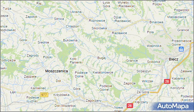 mapa Bugaj gmina Biecz, Bugaj gmina Biecz na mapie Targeo