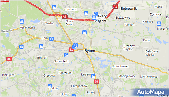 mapa Bytomia, Bytom na mapie Targeo