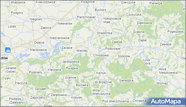 mapa Chrostowa gmina Łapanów, Chrostowa gmina Łapanów na mapie Targeo