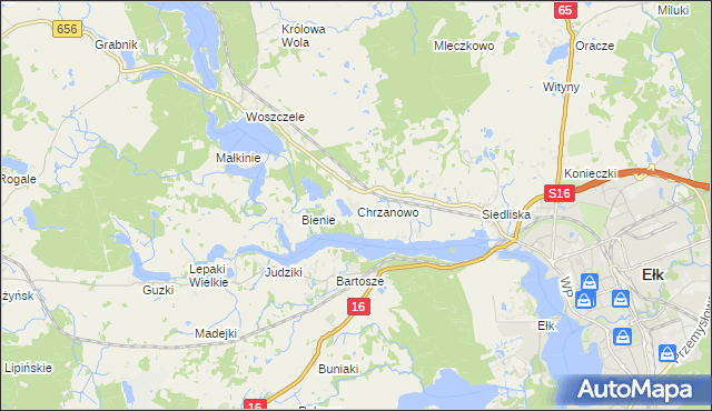 mapa Chrzanowo gmina Ełk, Chrzanowo gmina Ełk na mapie Targeo