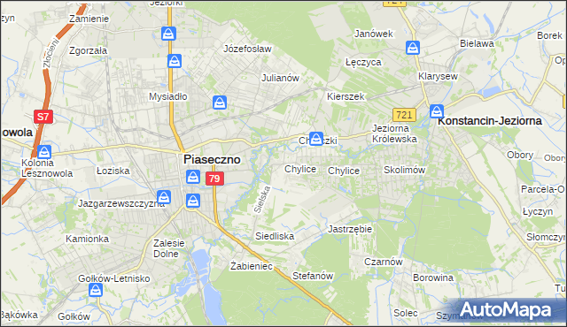 mapa Chylice gmina Piaseczno, Chylice gmina Piaseczno na mapie Targeo