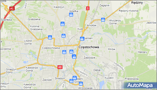 mapa Częstochowy, Częstochowa na mapie Targeo