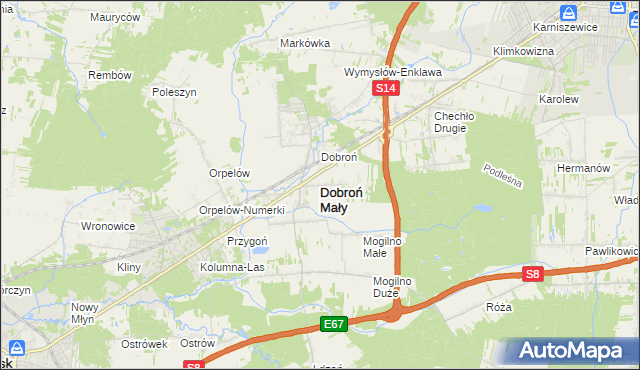 mapa Dobroń Mały, Dobroń Mały na mapie Targeo