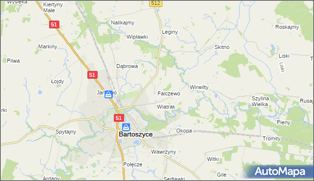 mapa Falczewo, Falczewo na mapie Targeo