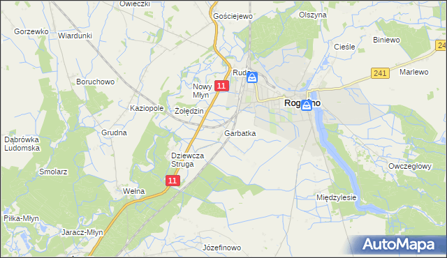 mapa Garbatka gmina Rogoźno, Garbatka gmina Rogoźno na mapie Targeo