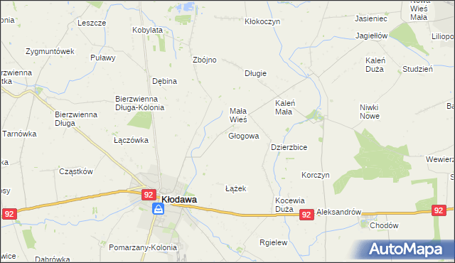 mapa Głogowa gmina Kłodawa, Głogowa gmina Kłodawa na mapie Targeo