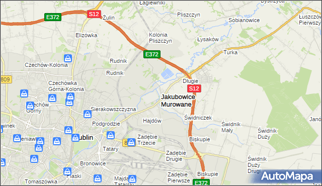 mapa Jakubowice Murowane, Jakubowice Murowane na mapie Targeo