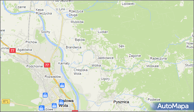 mapa Jastkowice, Jastkowice na mapie Targeo