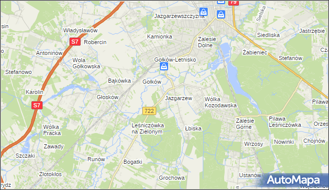 mapa Jazgarzew, Jazgarzew na mapie Targeo