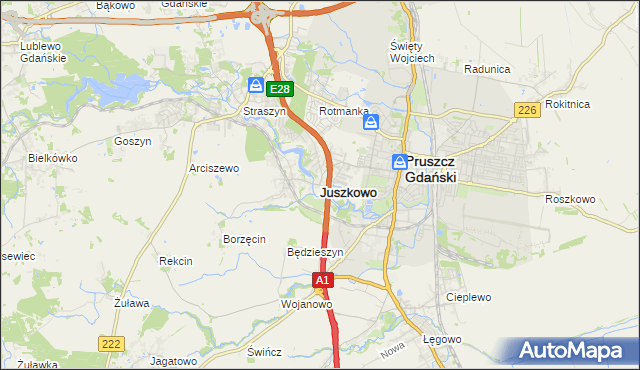 mapa Juszkowo, Juszkowo na mapie Targeo