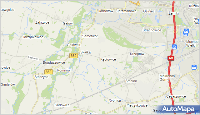 mapa Kębłowice gmina Kąty Wrocławskie, Kębłowice gmina Kąty Wrocławskie na mapie Targeo