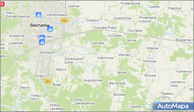 mapa Kielchinów, Kielchinów na mapie Targeo