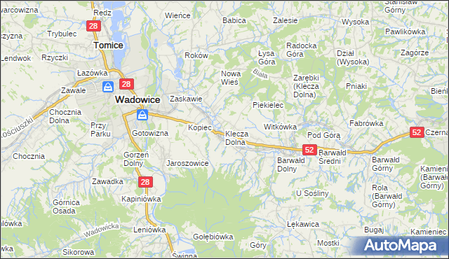 mapa Klecza Dolna, Klecza Dolna na mapie Targeo