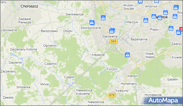 mapa Klepacze gmina Choroszcz, Klepacze gmina Choroszcz na mapie Targeo