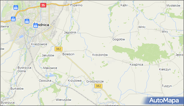 mapa Krzczonów gmina Świdnica, Krzczonów gmina Świdnica na mapie Targeo