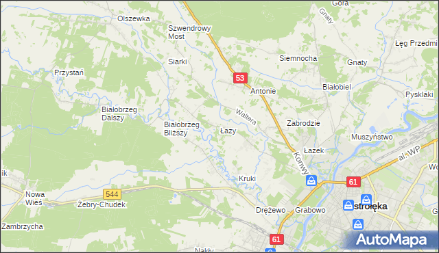 mapa Łazy gmina Olszewo-Borki, Łazy gmina Olszewo-Borki na mapie Targeo