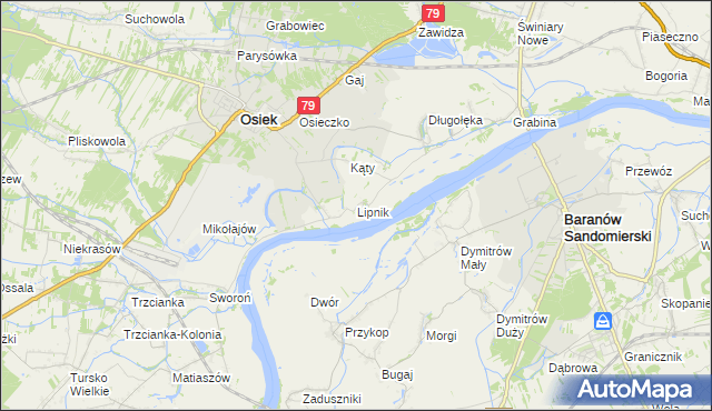 mapa Lipnik gmina Osiek, Lipnik gmina Osiek na mapie Targeo